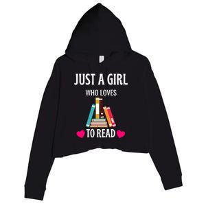 Just A Who Loves To Read Gift Cute Book Worm Gift Crop Fleece Hoodie