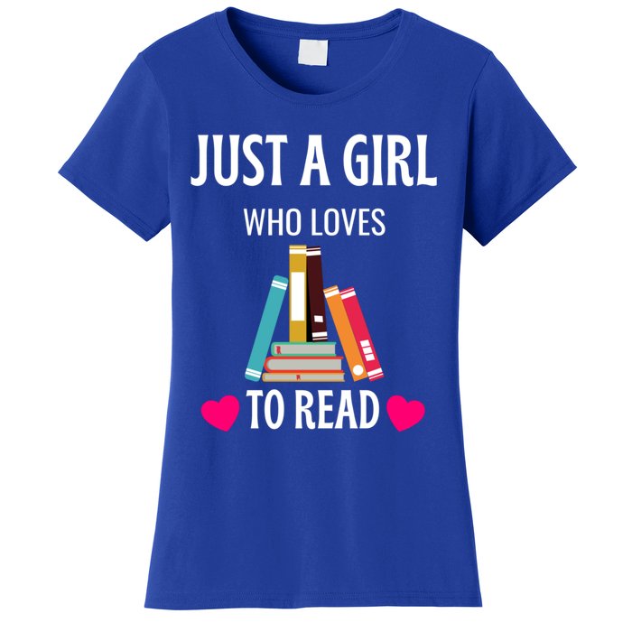 Just A Who Loves To Read Gift Cute Book Worm Gift Women's T-Shirt