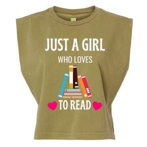 Just A Who Loves To Read Gift Cute Book Worm Gift Garment-Dyed Women's Muscle Tee