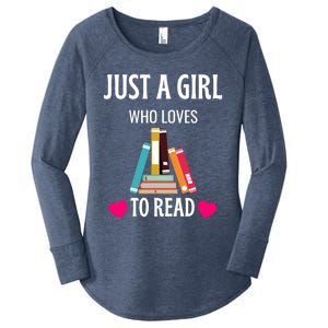 Just A Who Loves To Read Gift Cute Book Worm Gift Women's Perfect Tri Tunic Long Sleeve Shirt