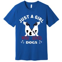 Just A Who Loves Dogs Valentines Day Dogs Funny Gift Funny Gift Premium T-Shirt