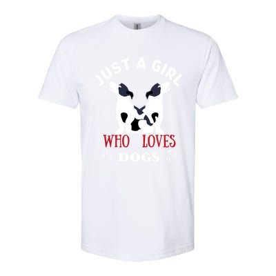 Just A Who Loves Dogs Valentines Day Dogs Funny Gift Funny Gift Softstyle CVC T-Shirt