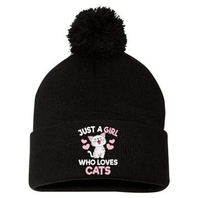 Just A Who Loves Cats Cat Lover Cute Cat Kitty Pom Pom 12in Knit Beanie