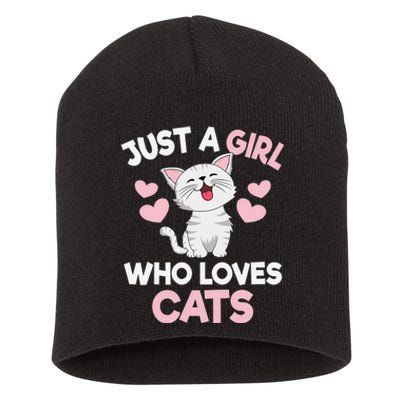 Just A Who Loves Cats Cat Lover Cute Cat Kitty Short Acrylic Beanie