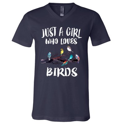 Just A Who Loves Birds Birding Lovers Birdwatcher V-Neck T-Shirt