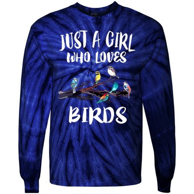 Just A Who Loves Birds Birding Lovers Birdwatcher Tie-Dye Long Sleeve Shirt