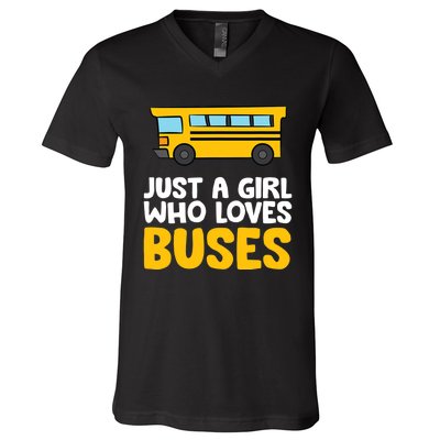 Just a Who Loves Buses V-Neck T-Shirt