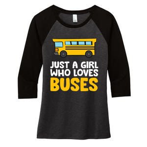 Just a Who Loves Buses Women's Tri-Blend 3/4-Sleeve Raglan Shirt