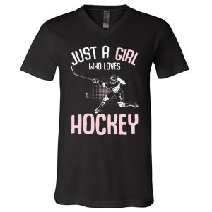 Just a  who loves Hockey Ice V-Neck T-Shirt