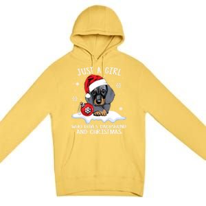 Just A Who Loves Dachshund And Christmas Dachshund Xmas Gift Premium Pullover Hoodie