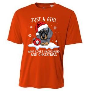 Just A Who Loves Dachshund And Christmas Dachshund Xmas Gift Cooling Performance Crew T-Shirt