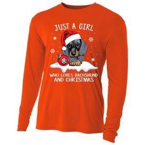 Just A Who Loves Dachshund And Christmas Dachshund Xmas Gift Cooling Performance Long Sleeve Crew