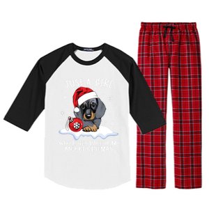 Just A Who Loves Dachshund And Christmas Dachshund Xmas Gift Raglan Sleeve Pajama Set