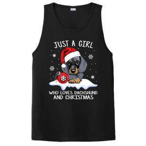 Just A Who Loves Dachshund And Christmas Dachshund Xmas Gift PosiCharge Competitor Tank