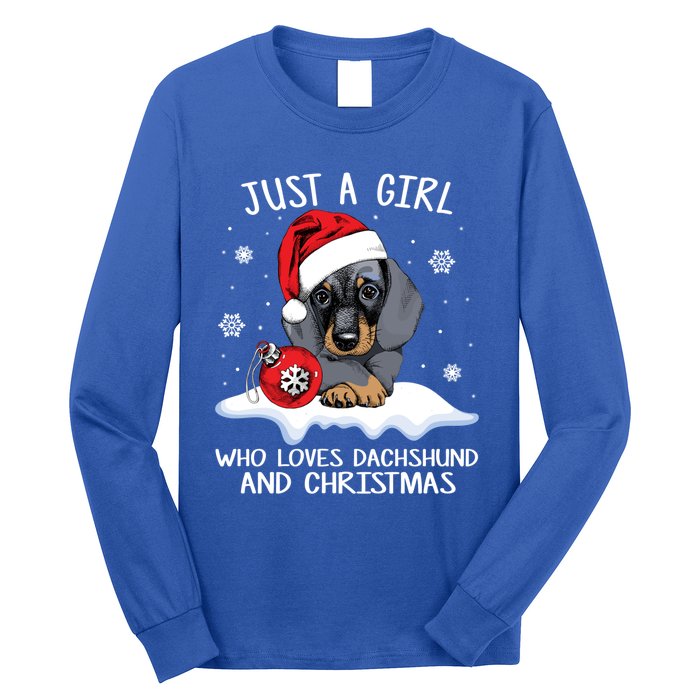 Just A Who Loves Dachshund And Christmas Dachshund Xmas Gift Long Sleeve Shirt