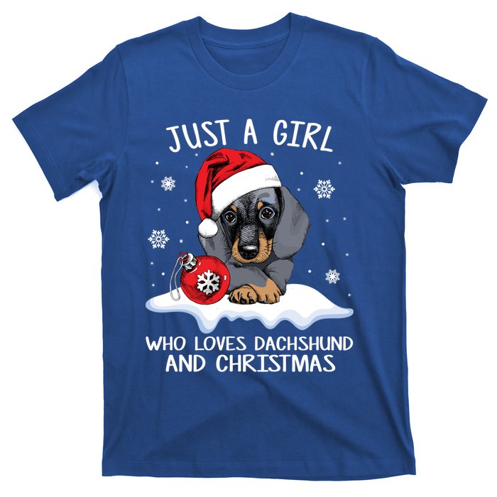 Just A Who Loves Dachshund And Christmas Dachshund Xmas Gift T-Shirt