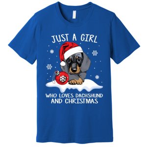 Just A Who Loves Dachshund And Christmas Dachshund Xmas Gift Premium T-Shirt