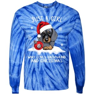 Just A Who Loves Dachshund And Christmas Dachshund Xmas Gift Tie-Dye Long Sleeve Shirt