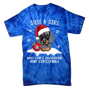 Just A Who Loves Dachshund And Christmas Dachshund Xmas Gift Tie-Dye T-Shirt