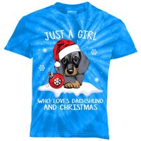 Just A Who Loves Dachshund And Christmas Dachshund Xmas Gift Kids Tie-Dye T-Shirt