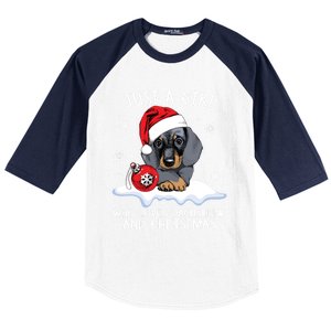 Just A Who Loves Dachshund And Christmas Dachshund Xmas Gift Baseball Sleeve Shirt