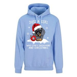 Just A Who Loves Dachshund And Christmas Dachshund Xmas Gift Unisex Surf Hoodie