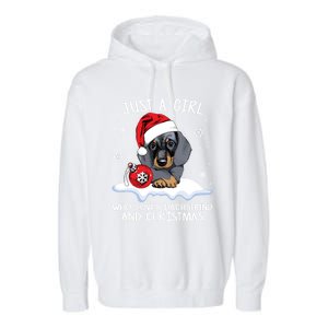 Just A Who Loves Dachshund And Christmas Dachshund Xmas Gift Garment-Dyed Fleece Hoodie