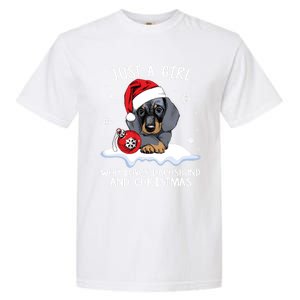 Just A Who Loves Dachshund And Christmas Dachshund Xmas Gift Garment-Dyed Heavyweight T-Shirt