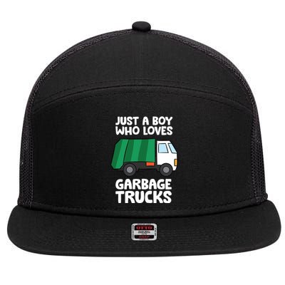 Just A Who Loves Garbage Trucks Gift 7 Panel Mesh Trucker Snapback Hat