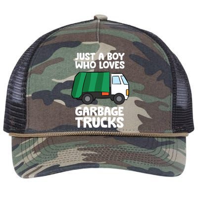 Just A Who Loves Garbage Trucks Gift Retro Rope Trucker Hat Cap