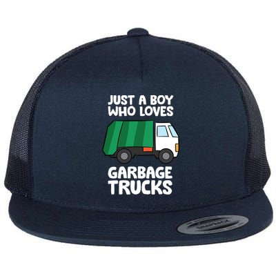 Just A Who Loves Garbage Trucks Gift Flat Bill Trucker Hat