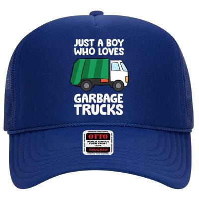 Just A Who Loves Garbage Trucks Gift High Crown Mesh Back Trucker Hat