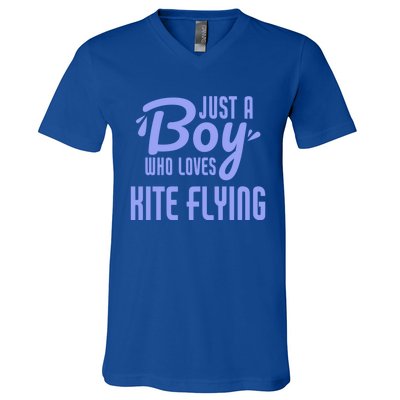 Just A Who Loves Kite Flying Funny Kite Flyer Cool Gift V-Neck T-Shirt