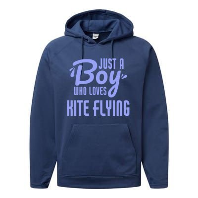 Just A Who Loves Kite Flying Funny Kite Flyer Cool Gift Performance Fleece Hoodie