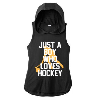 Just A Who Loves Hockey Product Gift Ladies PosiCharge Tri-Blend Wicking Draft Hoodie Tank