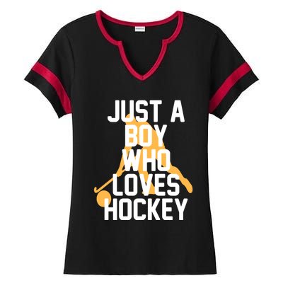 Just A Who Loves Hockey Product Gift Ladies Halftime Notch Neck Tee