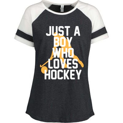 Just A Who Loves Hockey Product Gift Enza Ladies Jersey Colorblock Tee