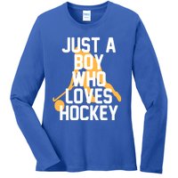 Just A Who Loves Hockey Product Gift Ladies Long Sleeve Shirt