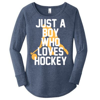 Just A Who Loves Hockey Product Gift Women's Perfect Tri Tunic Long Sleeve Shirt