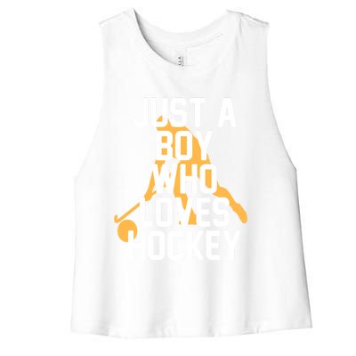 Just A Who Loves Hockey Product Gift Women's Racerback Cropped Tank