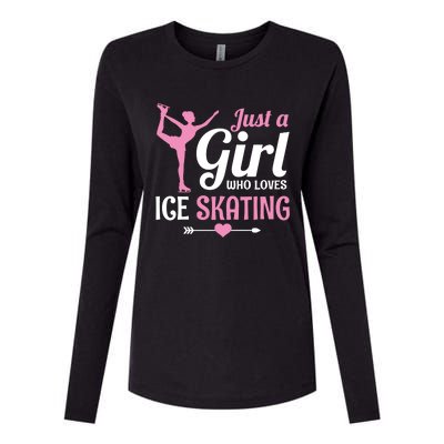 Just A Who Loves Ice Skating Figure Skate Skater Gift Womens Cotton Relaxed Long Sleeve T-Shirt