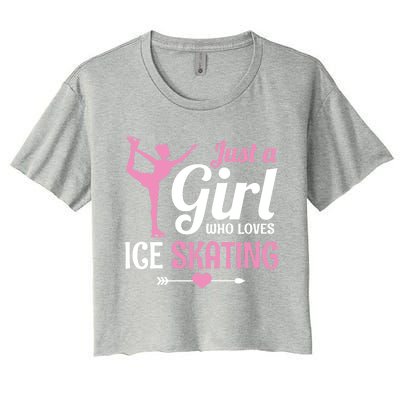 Just A Who Loves Ice Skating Figure Skate Skater Gift Women's Crop Top Tee