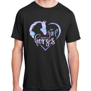 Just A  Who Loves Horses For Horses Lover Adult ChromaSoft Performance T-Shirt