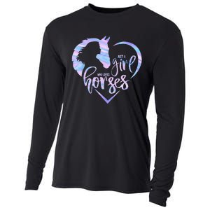 Just A  Who Loves Horses For Horses Lover Cooling Performance Long Sleeve Crew