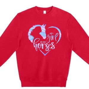 Just A  Who Loves Horses For Horses Lover Premium Crewneck Sweatshirt