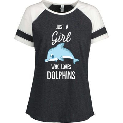 Just A Who Loves Dolphins Funny Gift Enza Ladies Jersey Colorblock Tee