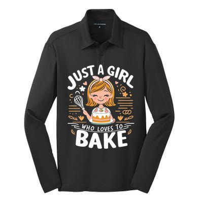 Just A Who Loves To Bake Cute Baking Lover Graphic Gift Silk Touch Performance Long Sleeve Polo