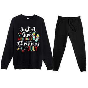 Just A Who Loves Christmas In Jully Summer Beach Women Premium Crewneck Sweatsuit Set