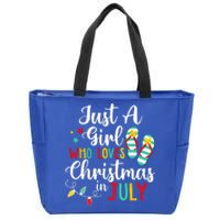 Just A Who Loves Christmas In Jully Summer Beach Women Zip Tote Bag