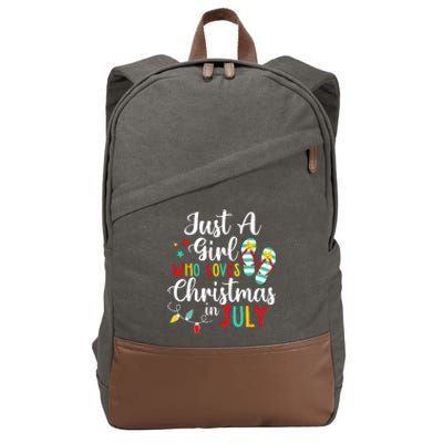 Just A Who Loves Christmas In Jully Summer Beach Women Cotton Canvas Backpack